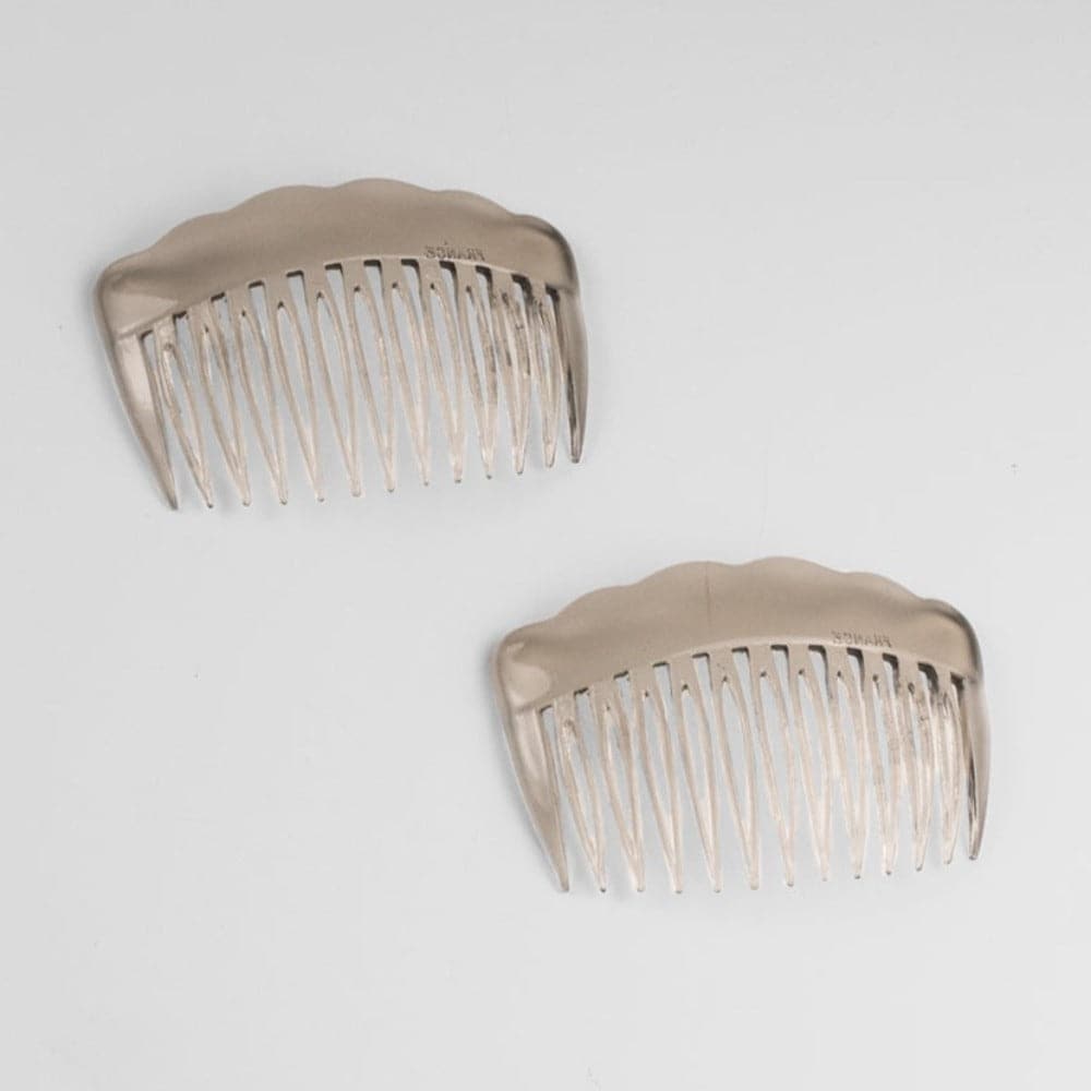 2x Waved Edge Side Combs in Grey Essentials French Hair Accessories at Tegen Accessories