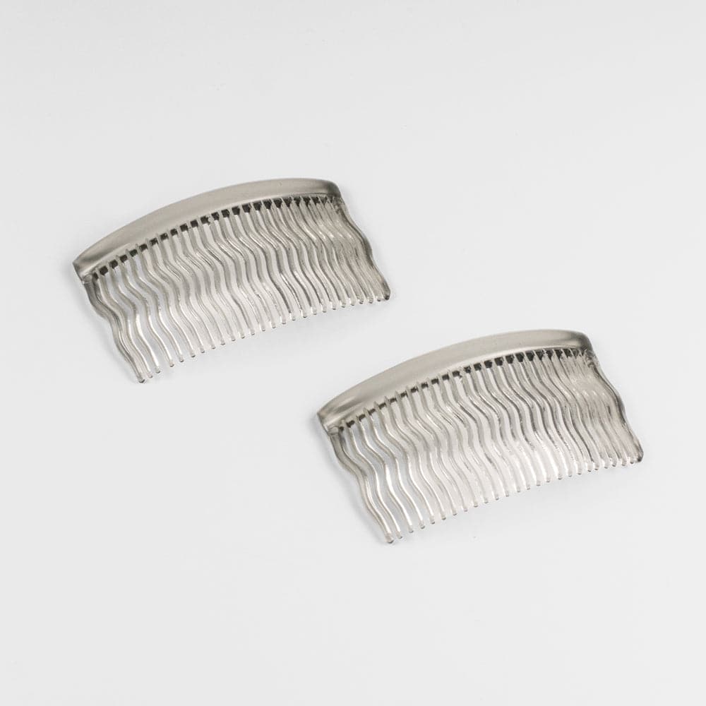 2x Waved Teeth Side Combs in Grey Essentials French Hair Accessories at Tegen Accessories