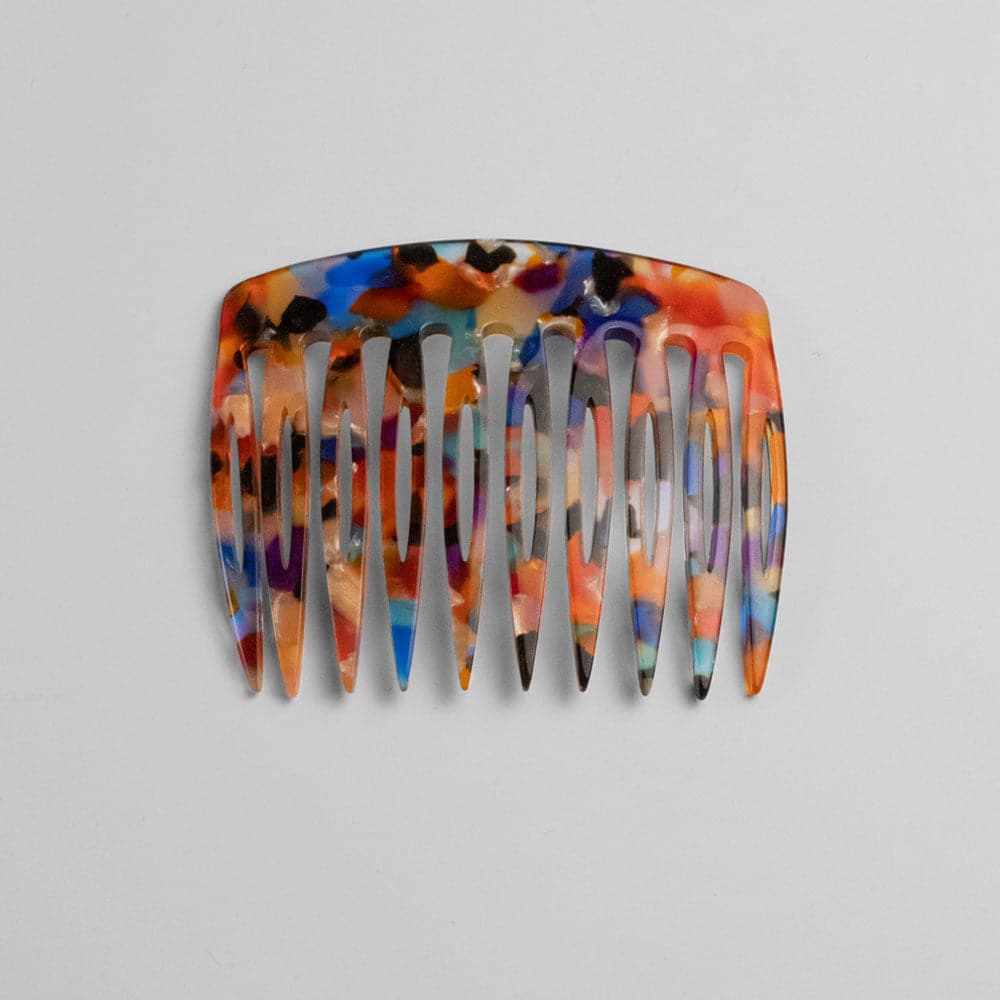 6cm Side Comb in 6cm Stained Glass Handmade French Hair Accessories at Tegen Accessories
