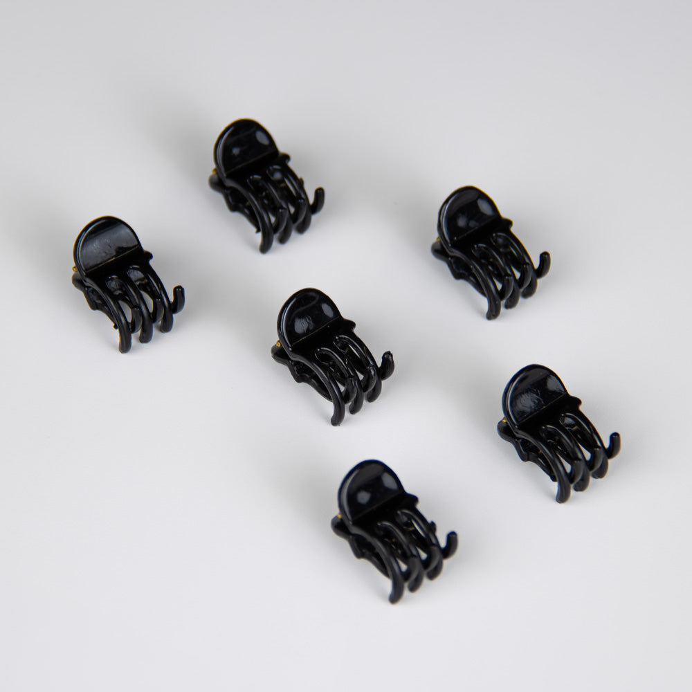 6x Micro Hair Claw Clips in Black French Hair Accessories at Tegen Accessories