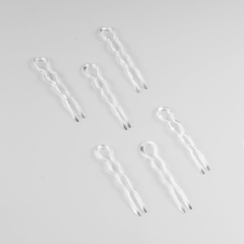 6x Small Chignon Pins in Clear Essentials French Hair Accessories at Tegen Accessories