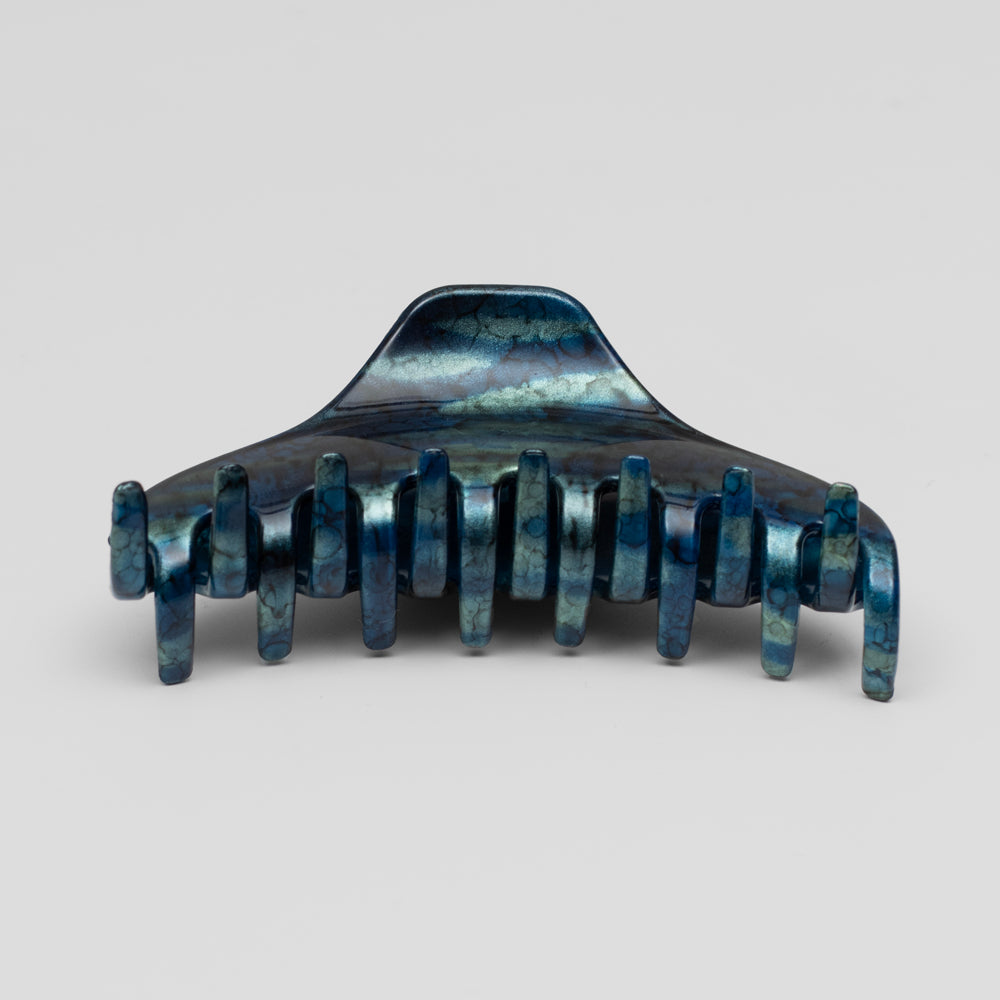 Blue Hand Painted Medium Hair Claw Clip for Fine Hair at Tegen Accessories 