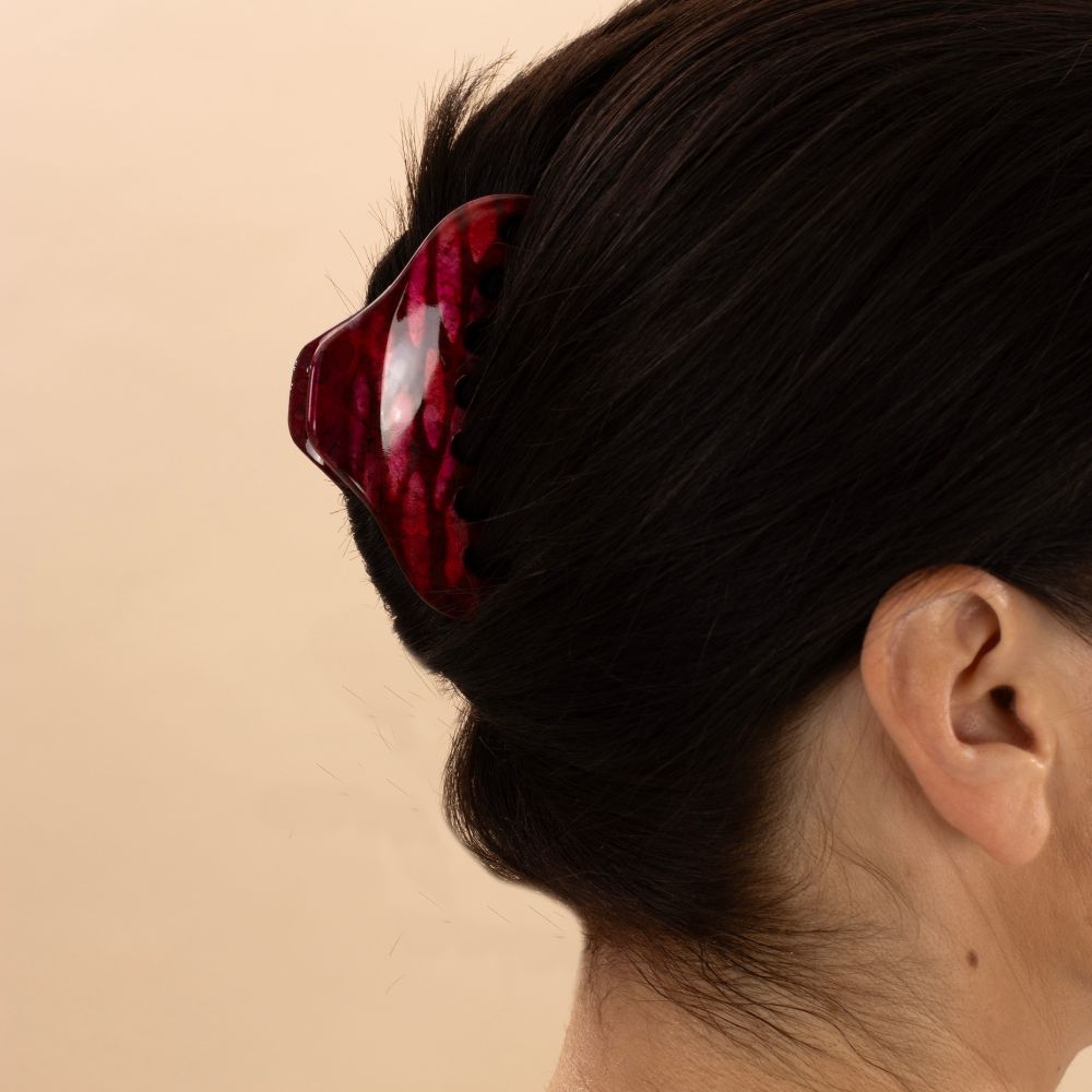 Fascia Pink Hand Painted Medium Hair Claw Clip for Fine Hair at Tegen Accessories