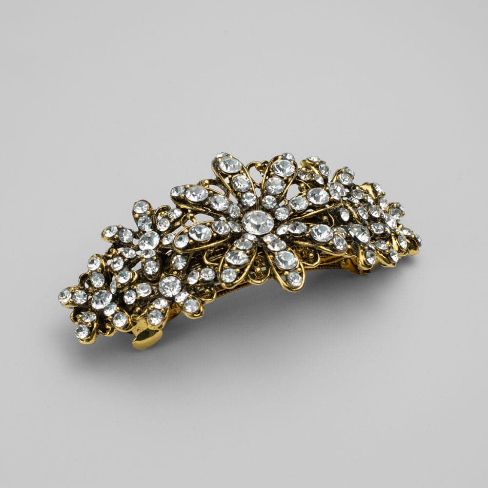 Gold Crystal Daisy Barrette Clip in 10cm by Rosie Fox at Tegen Accessories