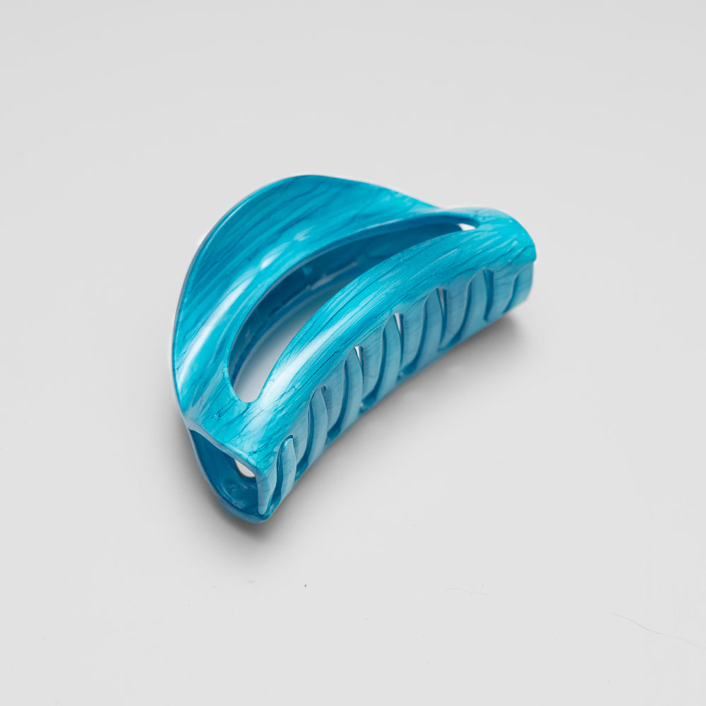 Hand painted Ocean blue small D shape hair claw clip at Tegen Accessories