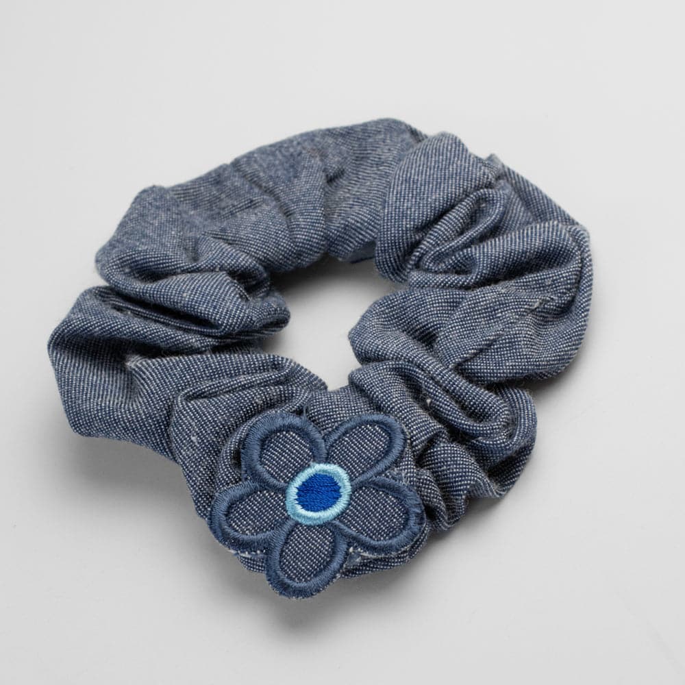 Handmade Children's Denim Flower Scrunchie Set