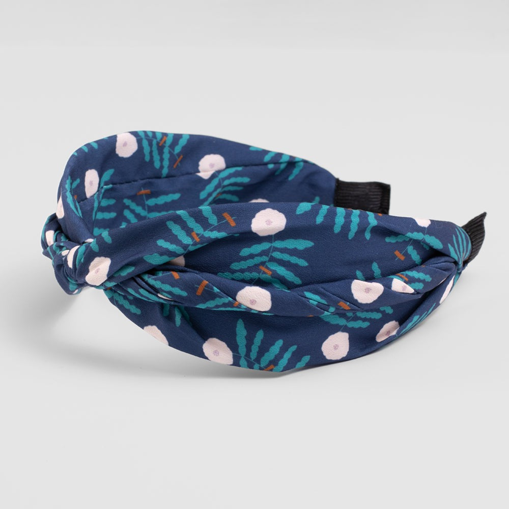 Handmade Floral Print Headband Blue Tegen Accessories