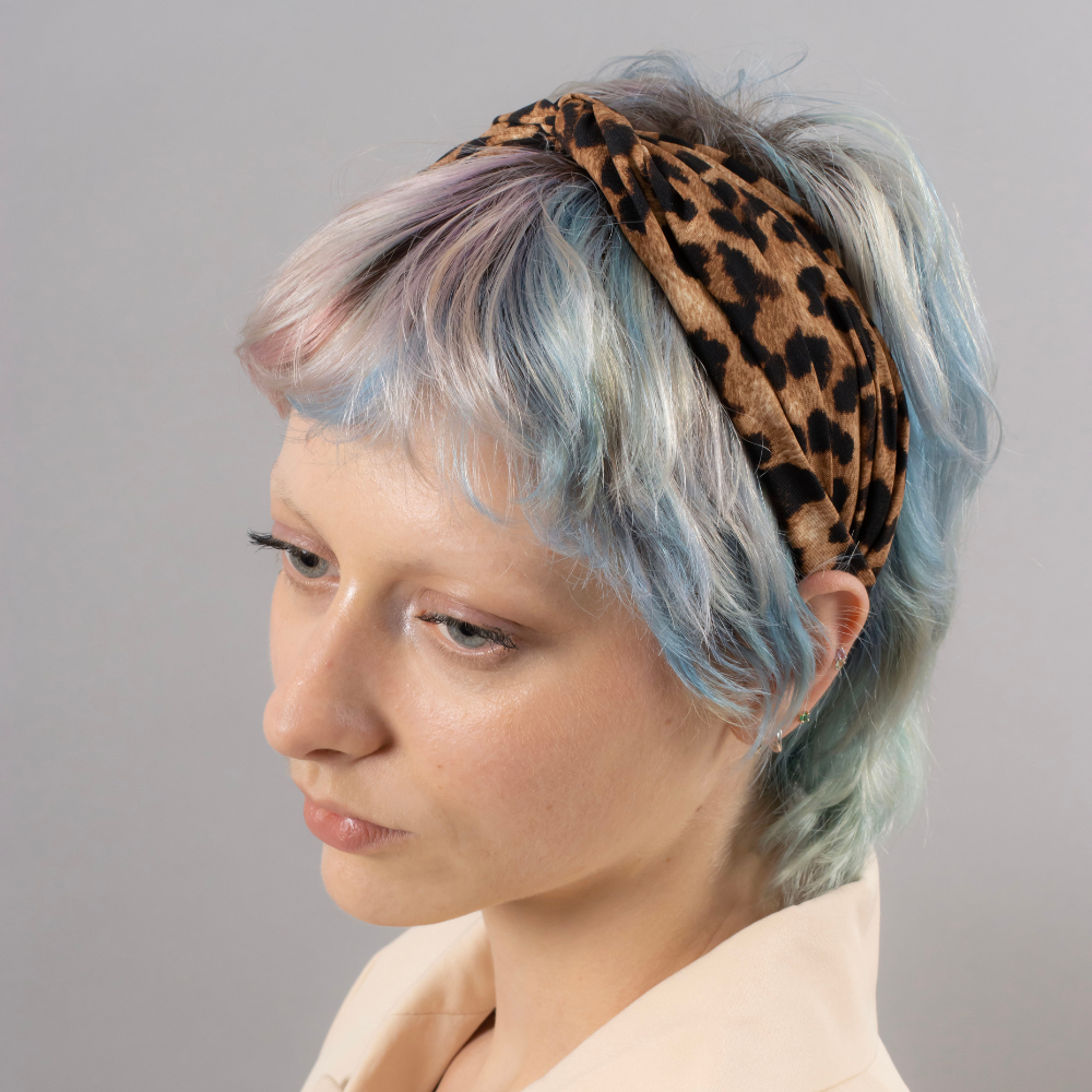 Handmade Leopard Print Knot Headband at Tegen Accessories |Dark Leopard