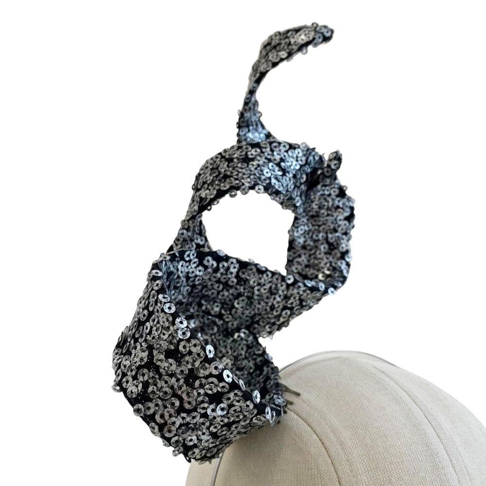 Handmade Grey Double Sequin Swirl Fascinator - Tegen Accessories