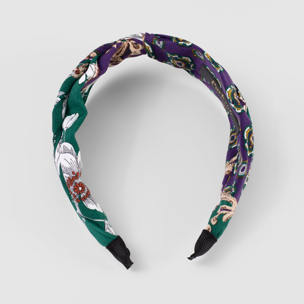 Handmade Purple and Jade Floral Print Headband