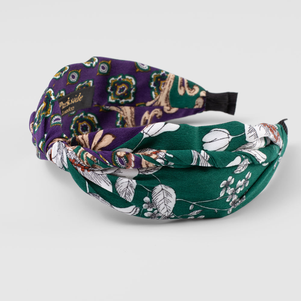 Handmade Purple and Jade Floral Print Headband