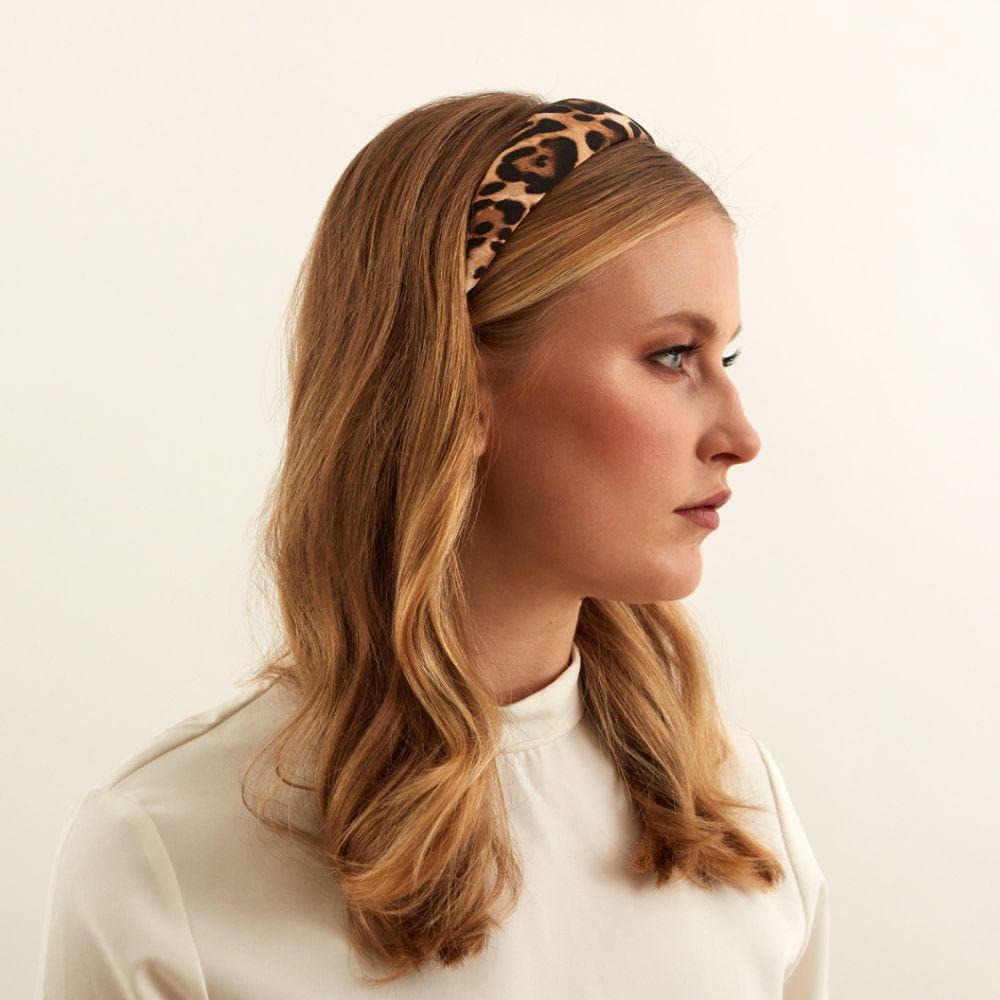 Padded Leopard Print Fabric Headband at Tegen Accessories