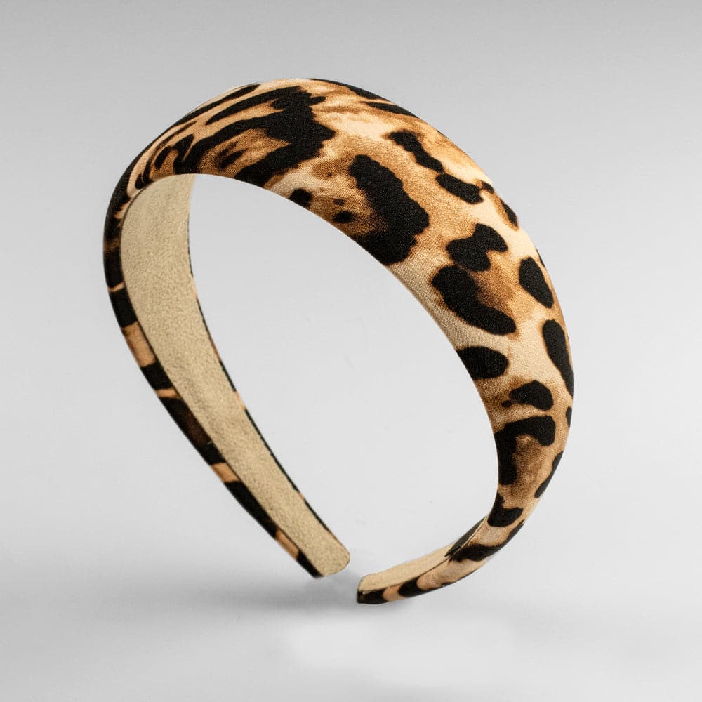 Padded Leopard Print Fabric Headband at Tegen Accessories