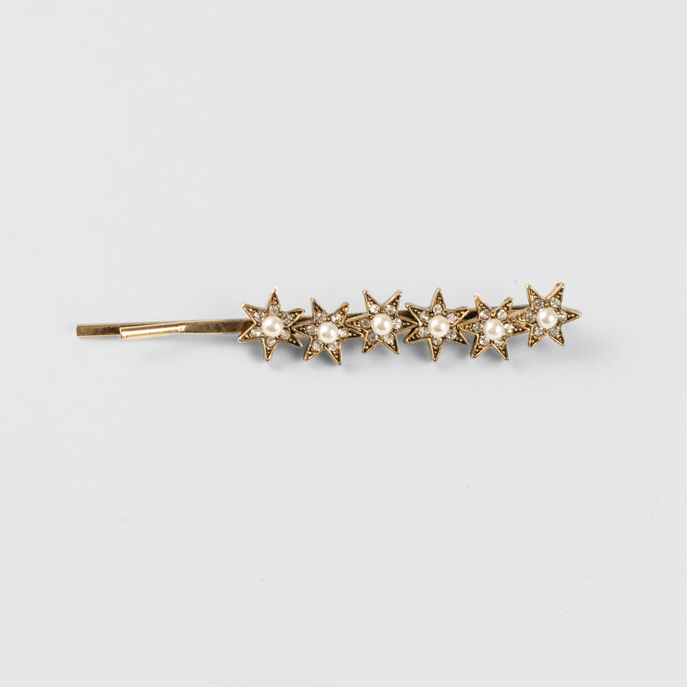 Crystal and Pearl Star Hair Slide Crystal in at Tegen Accessories