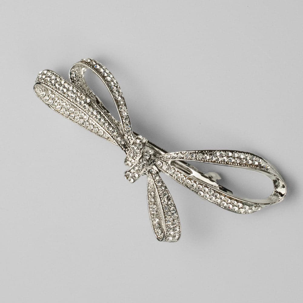 Crystal Bow Barrette Clip Crystal in Clear Crystal at Tegen Accessories