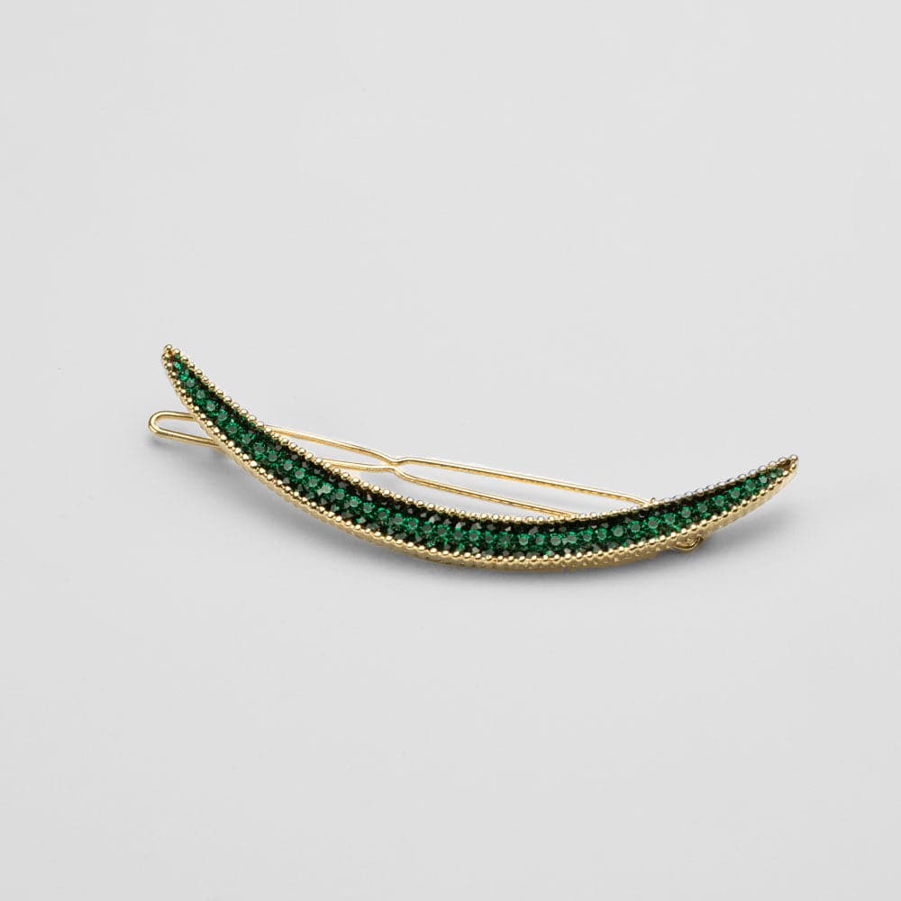 Crystal Crescent Moon Hair Clip Crystal in Green Crystal at Tegen Accessories