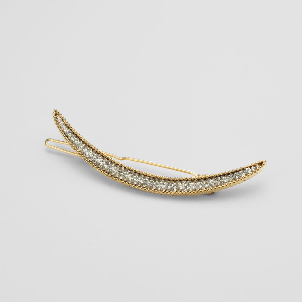 Crystal Crescent Moon Hair Clip Crystal in Clear Crystal at Tegen Accessories