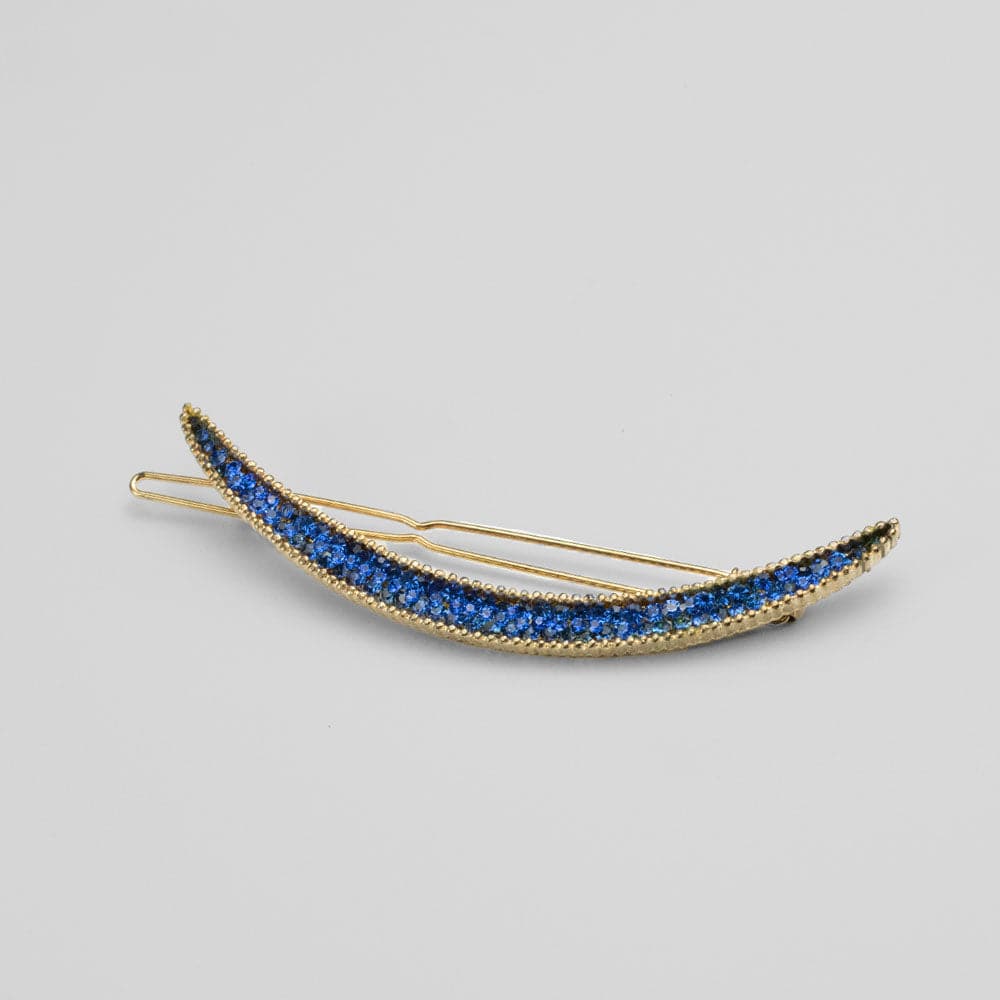 Crystal Crescent Moon Hair Clip Crystal in Blue Crystal at Tegen Accessories