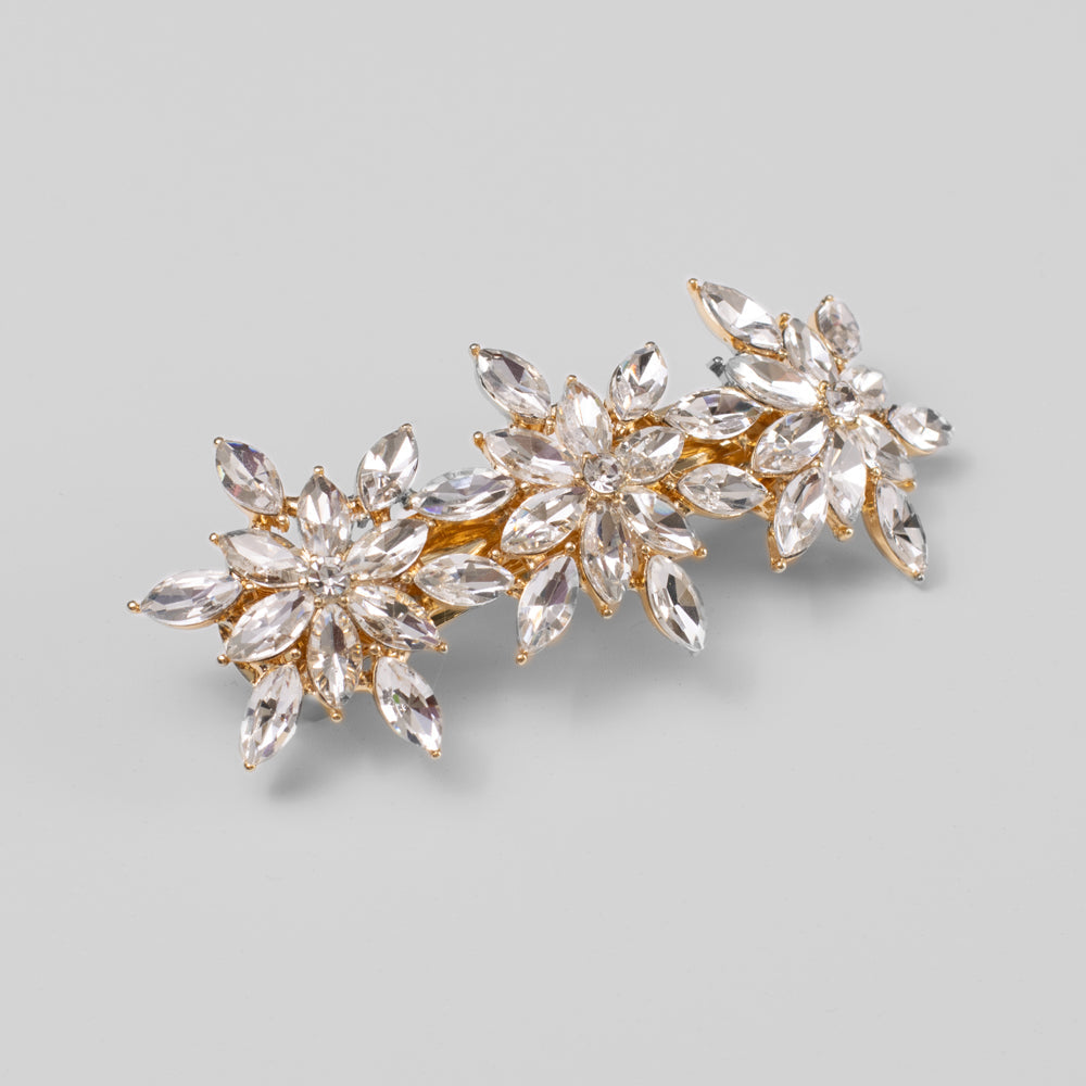Swarovski Crystal Floral Burst Barrette Swarovski Crystal Gold at Tegen Accessories