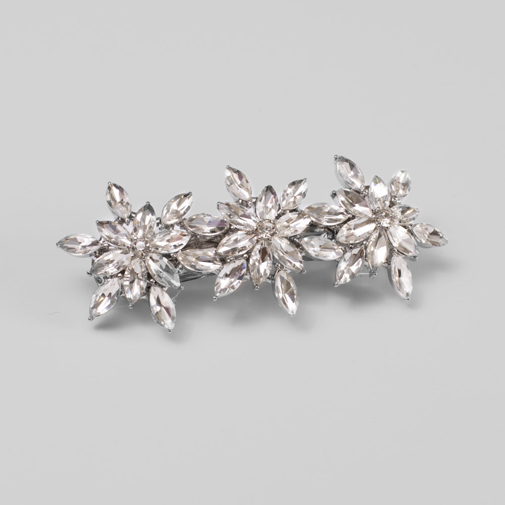 Swarovski Crystal Floral Burst Barrette Swarovski Crystal Silver at Tegen Accessories