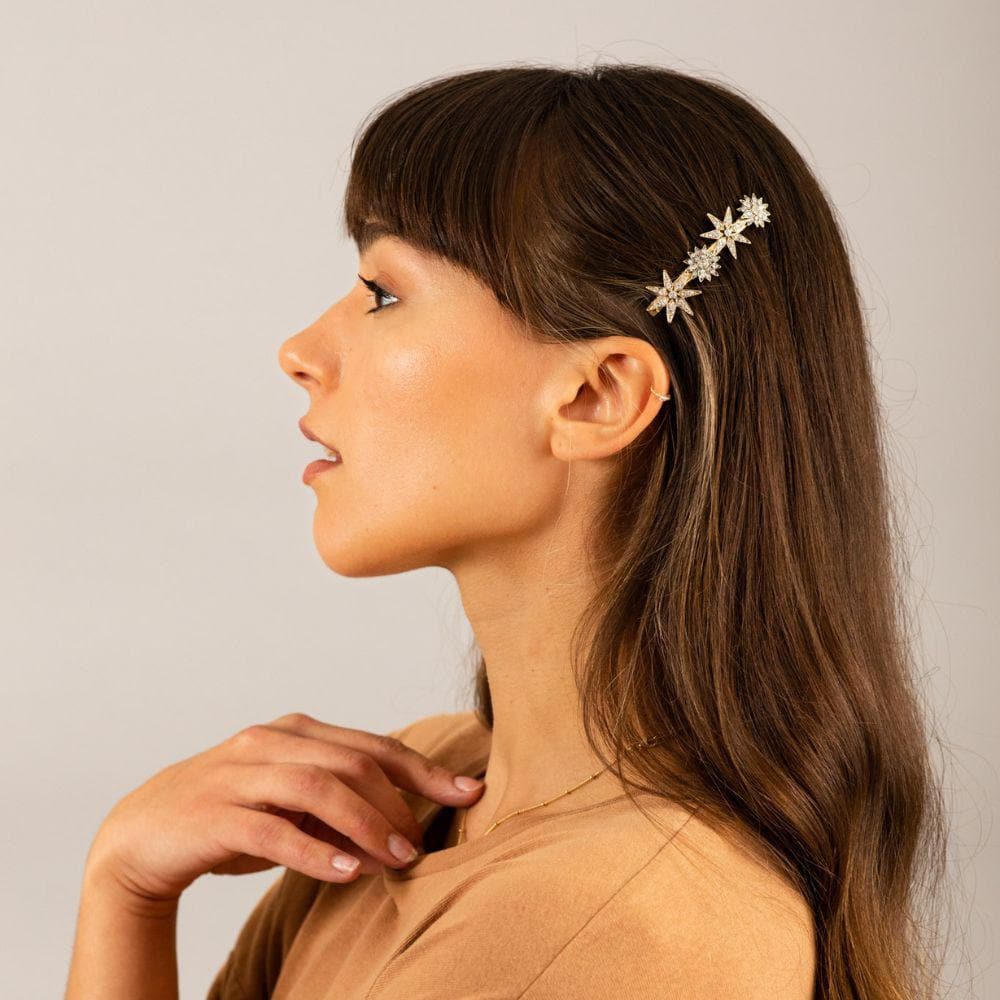 Swarovski Crystal Ornate Star Barrette Clip Swarovski Crystal in 6.5cm at Tegen Accessories