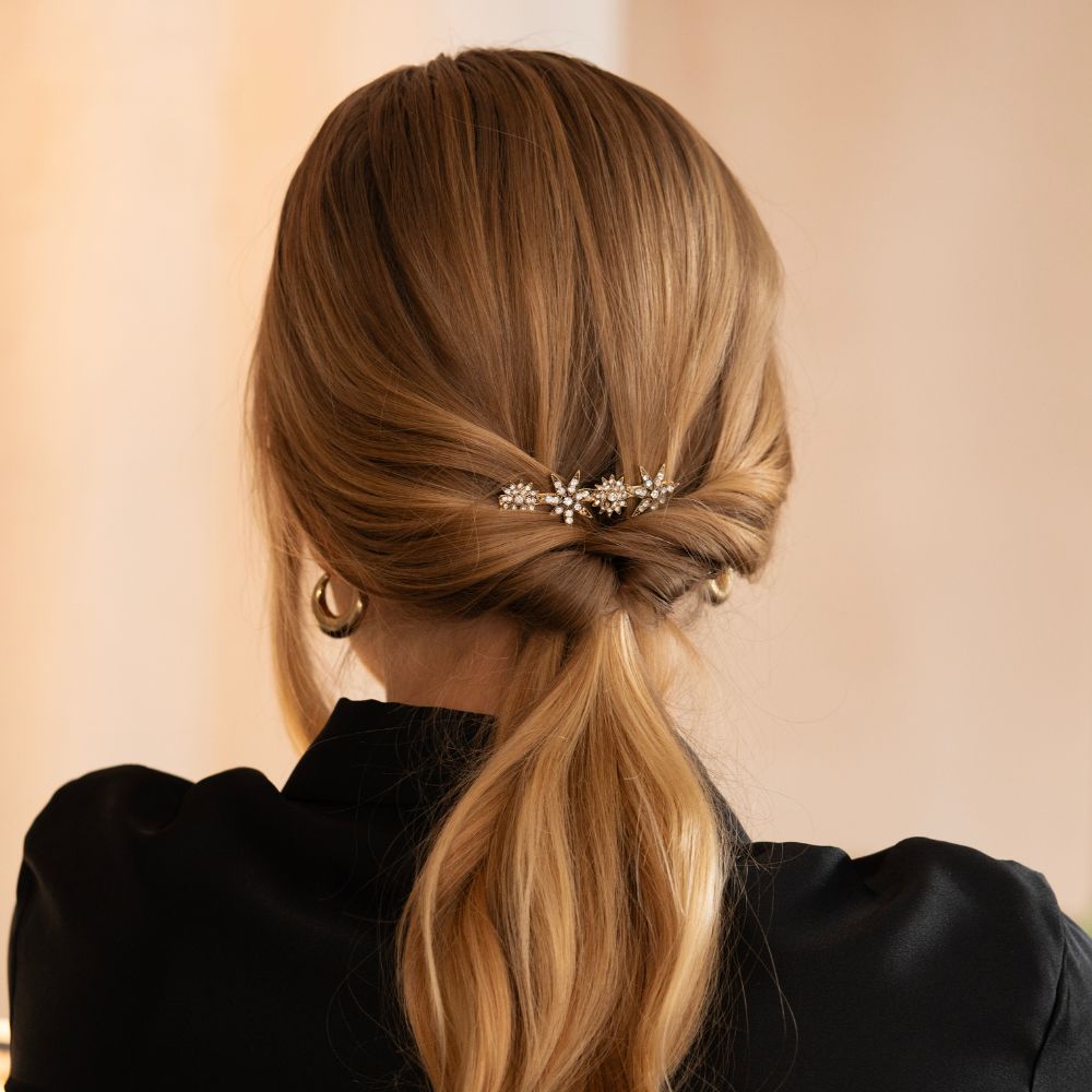 Swarovski Crystal Ornate Star Barrette Clip Swarovski Crystal in 6.5cm at Tegen Accessories