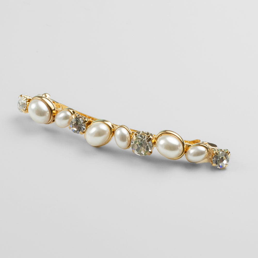 Swarovski Crystal & Pearl Gold Barrette Clip Swarovski Crystal in at Tegen Accessories