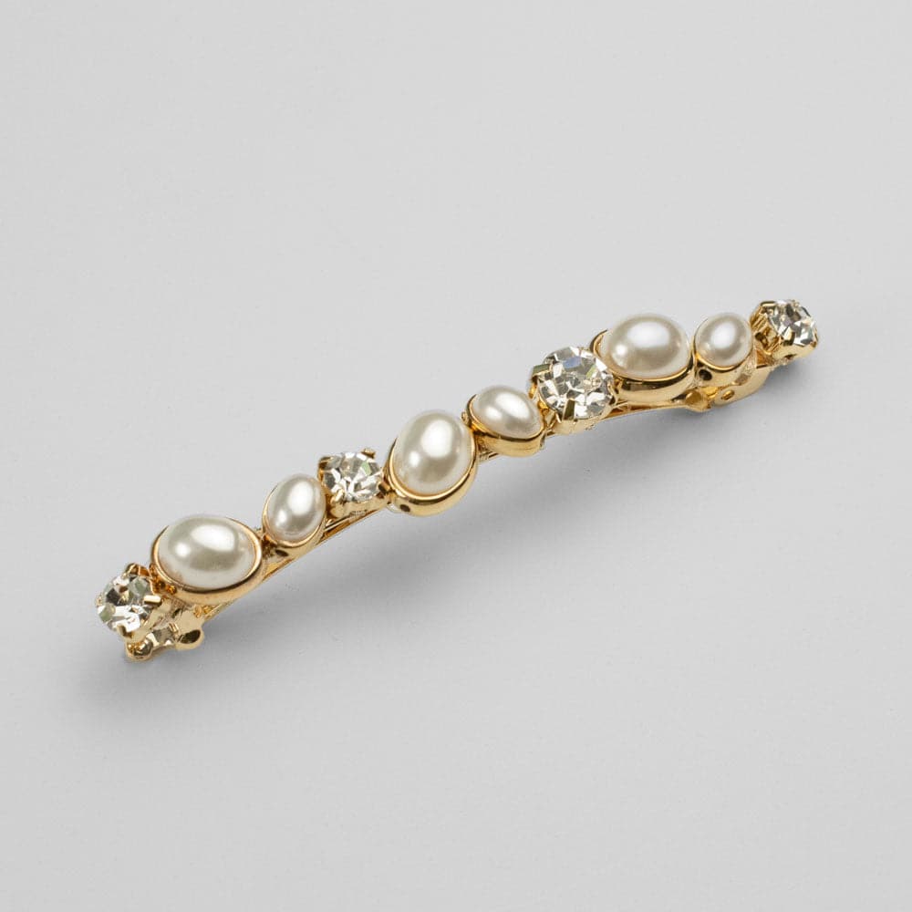 Swarovski Crystal & Pearl Gold Barrette Clip Swarovski Crystal in at Tegen Accessories