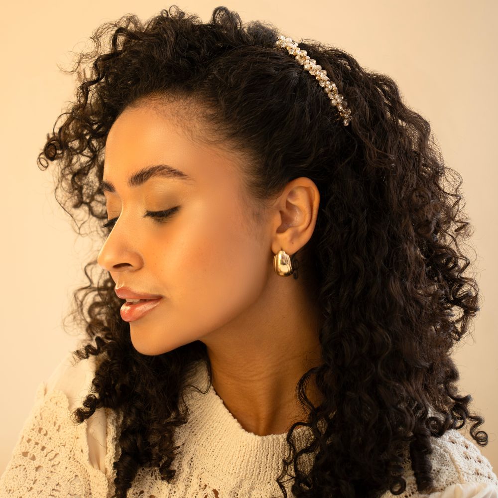 Crystal Pearl Hair Comb Crystal at Tegen Accessories |Small