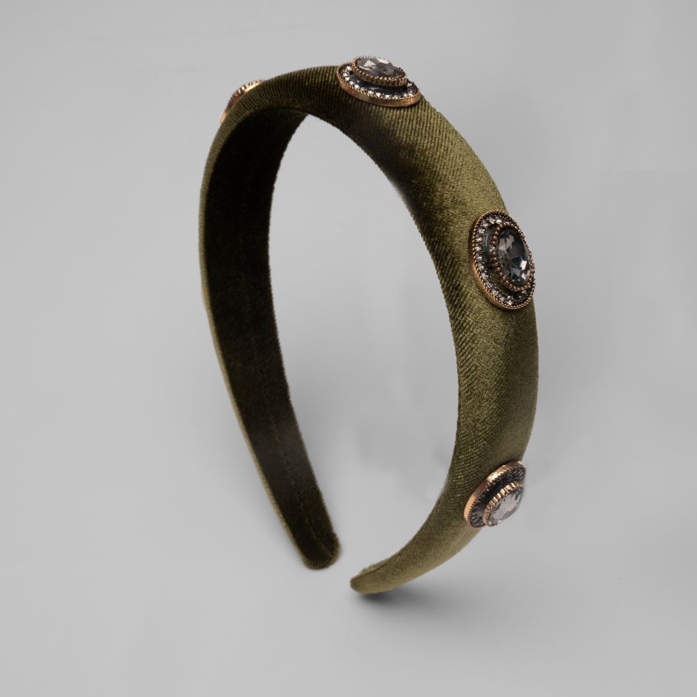 Crystal Studded Velvet Headband Crystals by Swarovski at Tegen Accessories