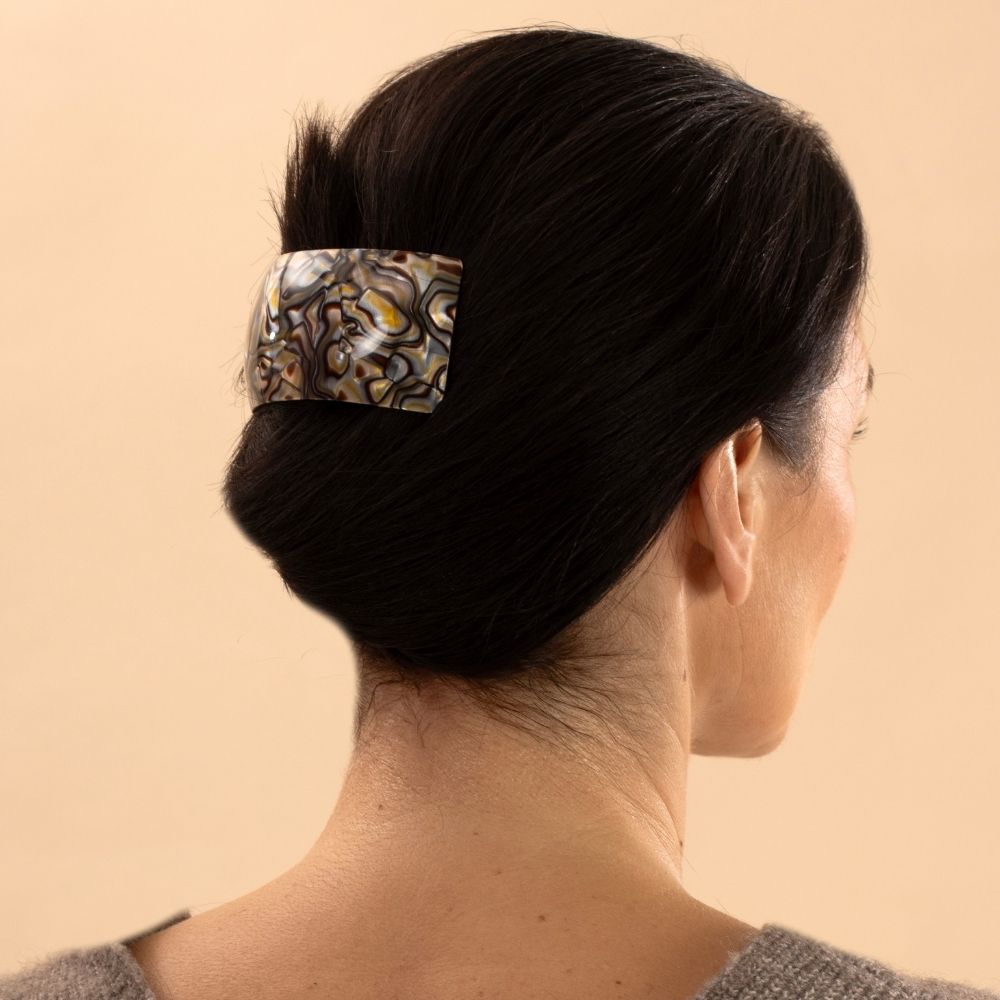 Onyx Extra Large Curved Barrette in Handmade at Tegen Accessories