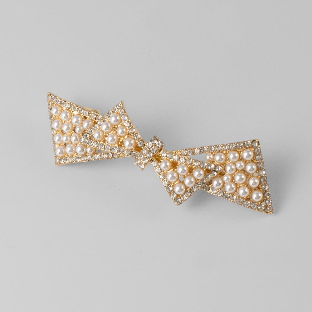 Swarovski Crystal and Pearl Bow Barrette