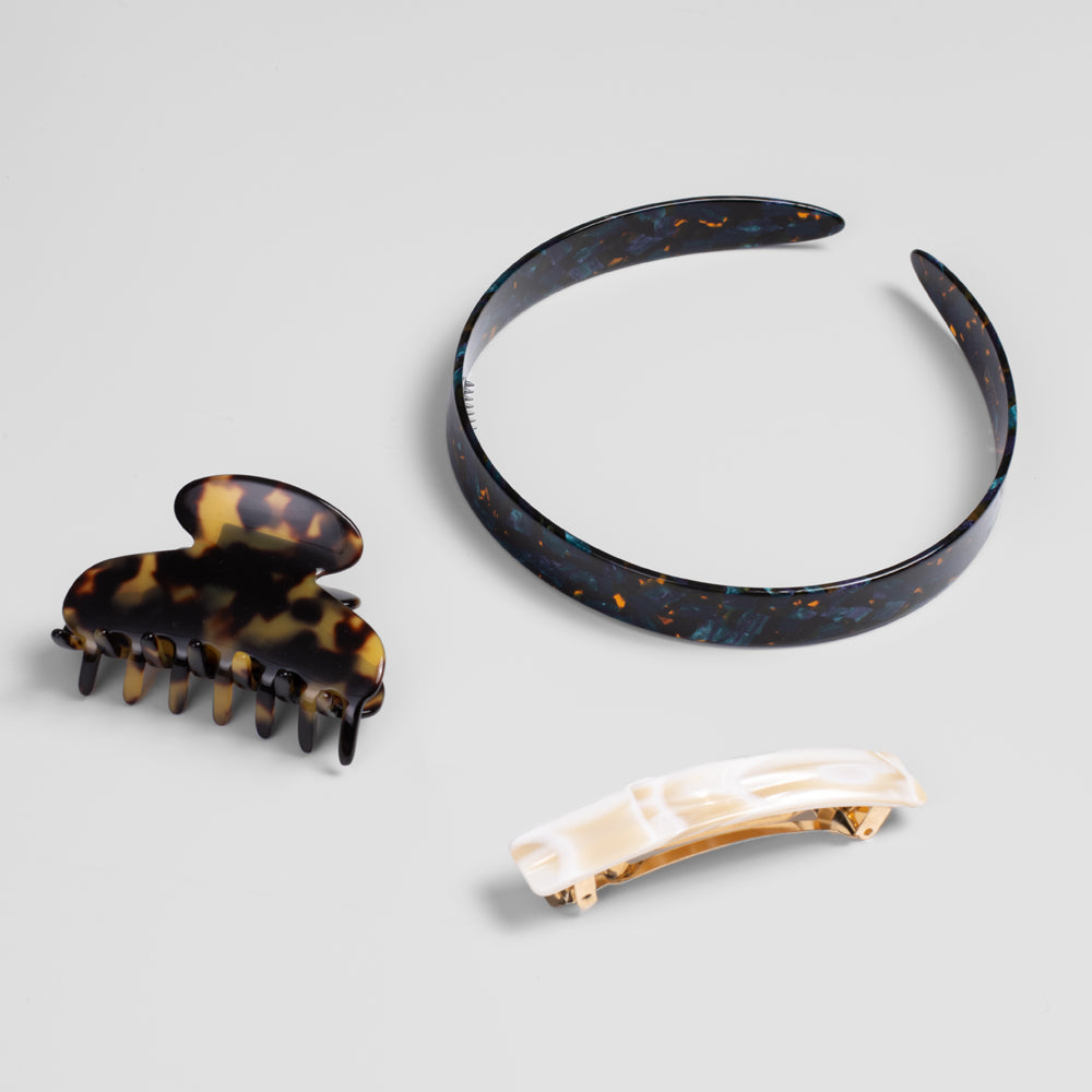 Handmade Fine Hair Gift Set Vanilla Marine Fossil Dark Tokio Handmade French Hair Accessories at Tegen Accessories