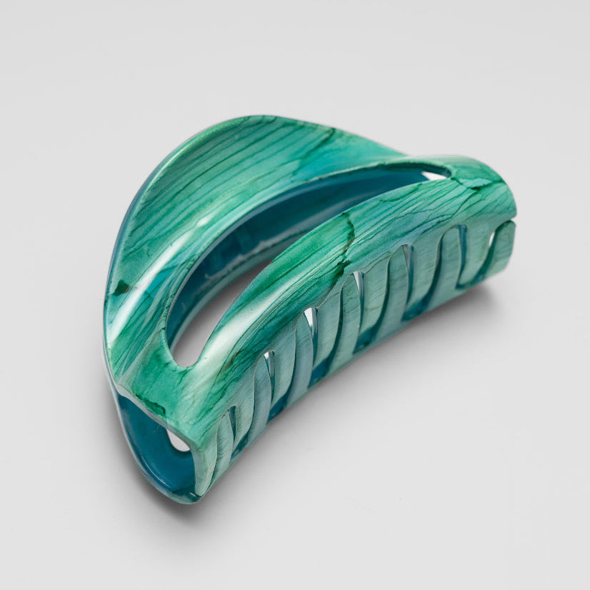 Hand painted Laguna green medium D shape hair claw clip at Tegen Accessories