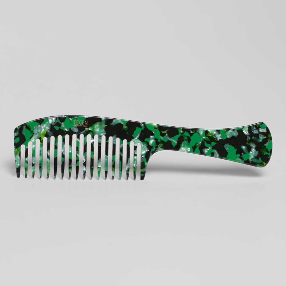 Large Handled Comb 19cm Malachite Magic Handmade French Hair Accessories at Tegen Accessories