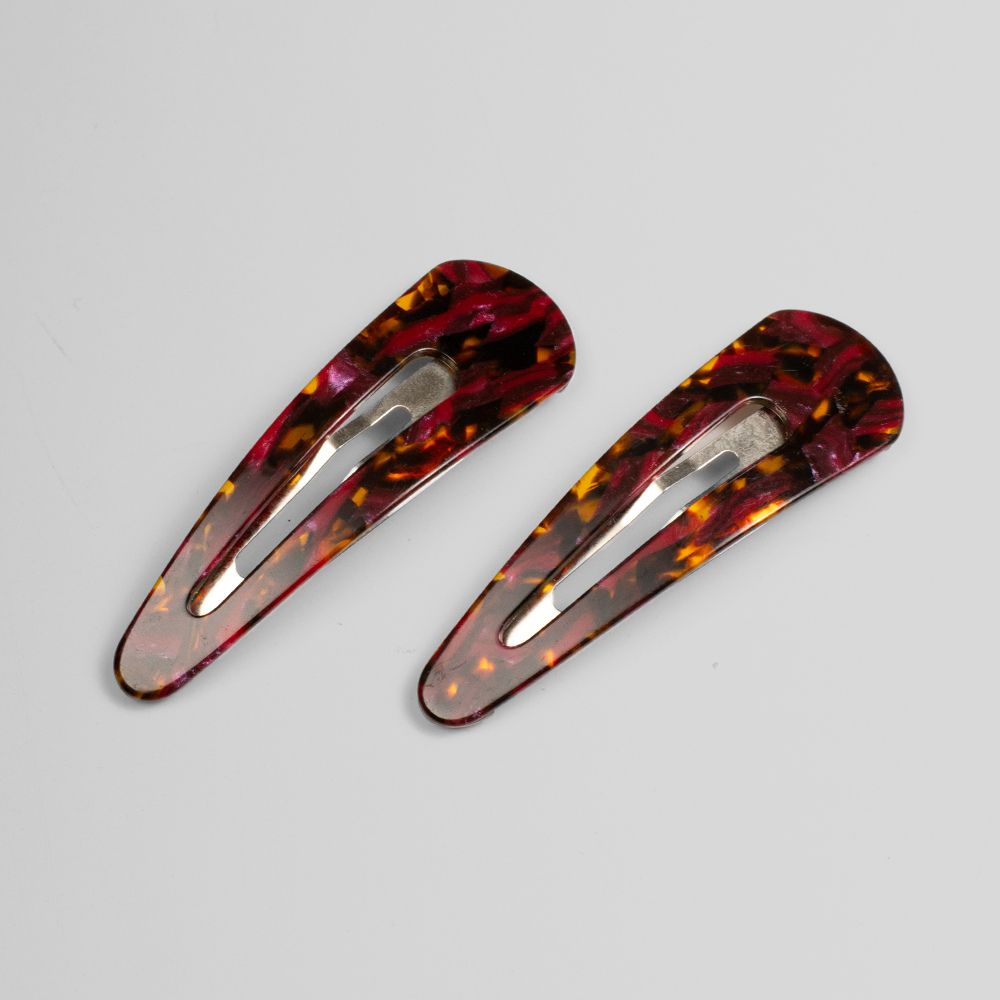 Limited Edition 2x 7cm Snap Clips 7cm Cranberry Crush Handmade French Hair Accessories at Tegen Accessories
