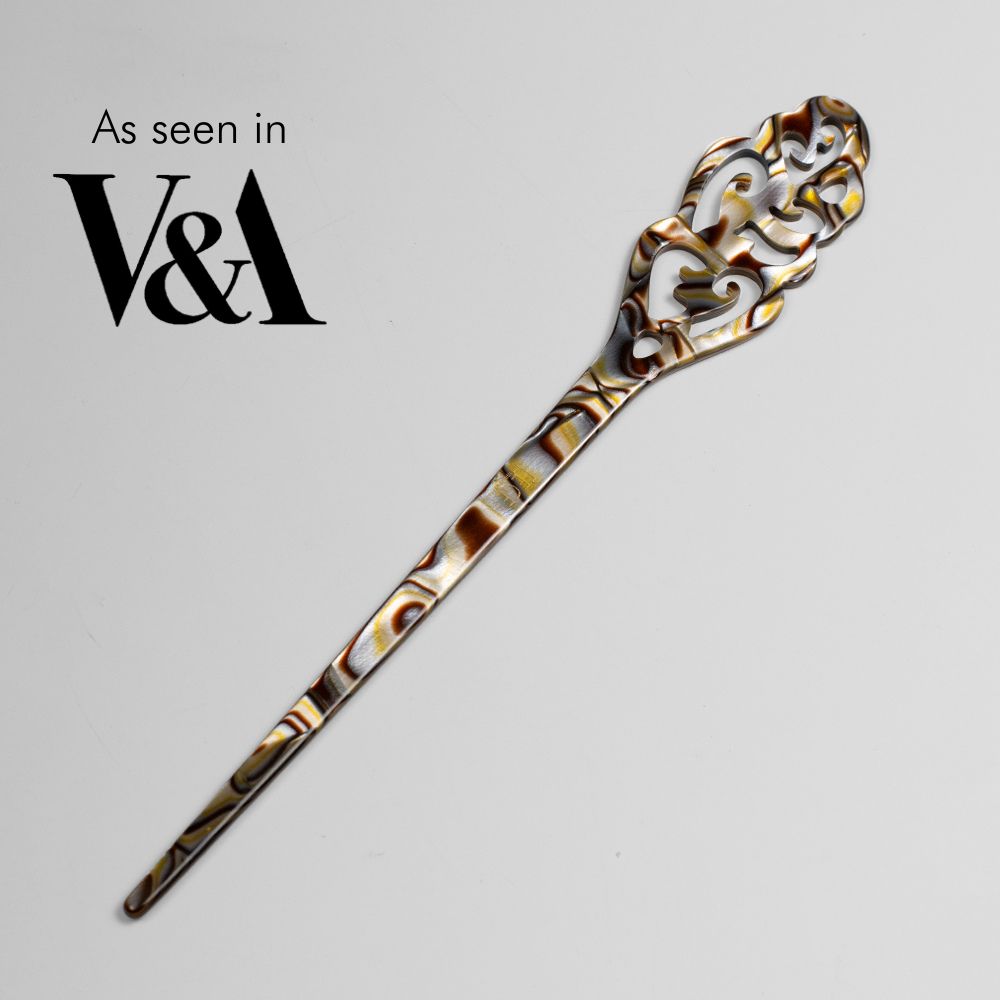 Long Filigree Hair Pin in Onyx Handmade French Hair Accessories at Tegen Accessories