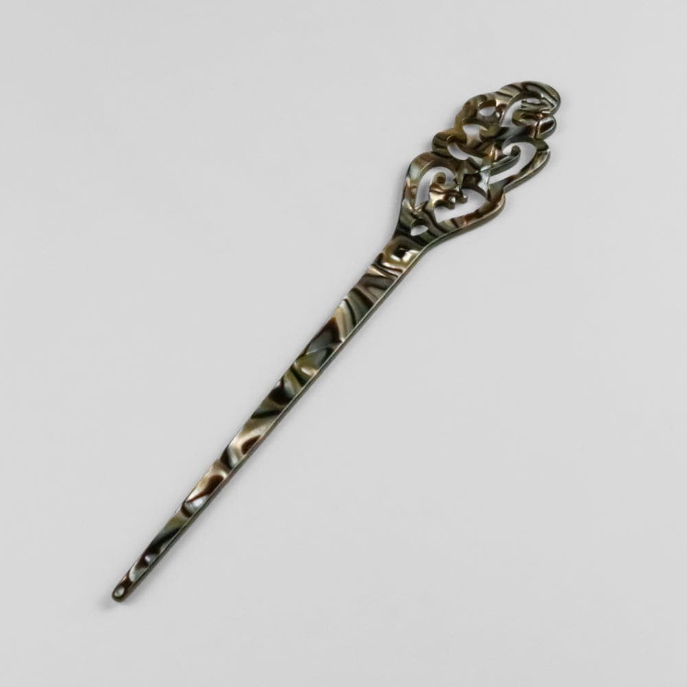 Long Filigree French Hairpin in 20cm Onyx Handmade French Hair Accessories at Tegen Accessories