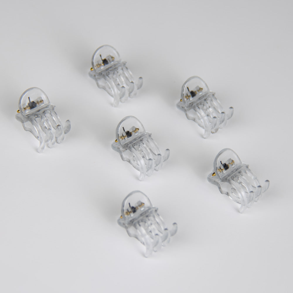 6x Micro Hair Claw Clips in Clear French Hair Accessories at Tegen Accessories