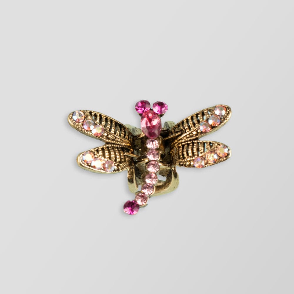 Mini Crystal Dragonfly Hair Claw Clip Crystal in Fuchsia Crystal at Tegen Accessories