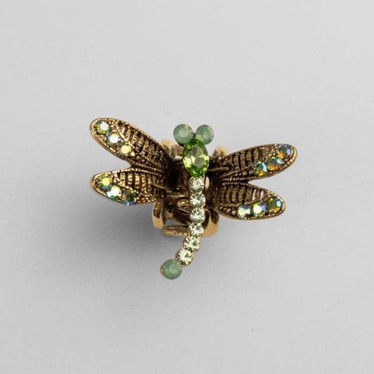 Green Crystal Dragonfly Hair Caw Clip