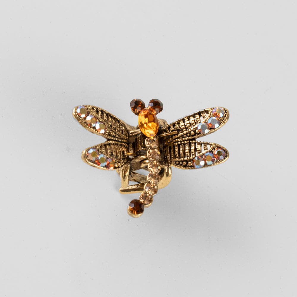 Mini Crystal Dragonfly Hair Claw Clip Crystal in Bronze Crystal at Tegen Accessories