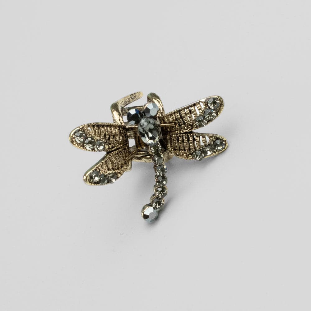 Mini Crystal Dragonfly Hair Claw Clip Crystal in Pewter Crystal at Tegen Accessories