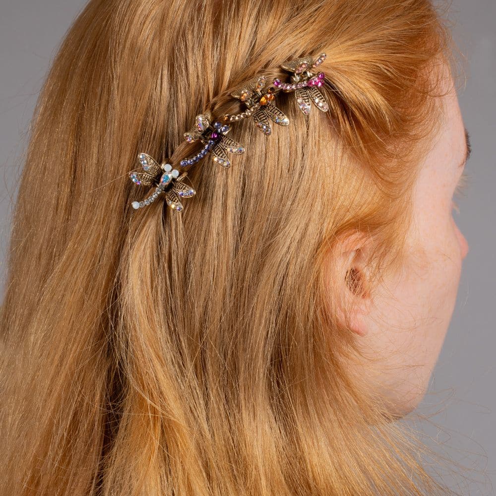 Mini Crystal Dragonfly Hair Claw Clip Crystal in at Tegen Accessories