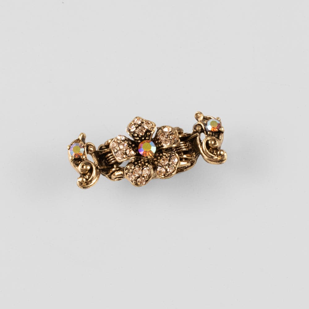 Mini Crystal Flower Hair Claw Clip Crystal in Rose Gold Crystal at Tegen Accessories