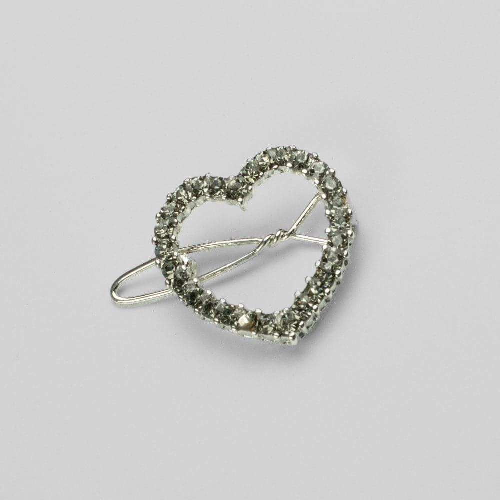Mini Crystal Heart Hair Clip Crystal in Pewter Crystal at Tegen Accessories