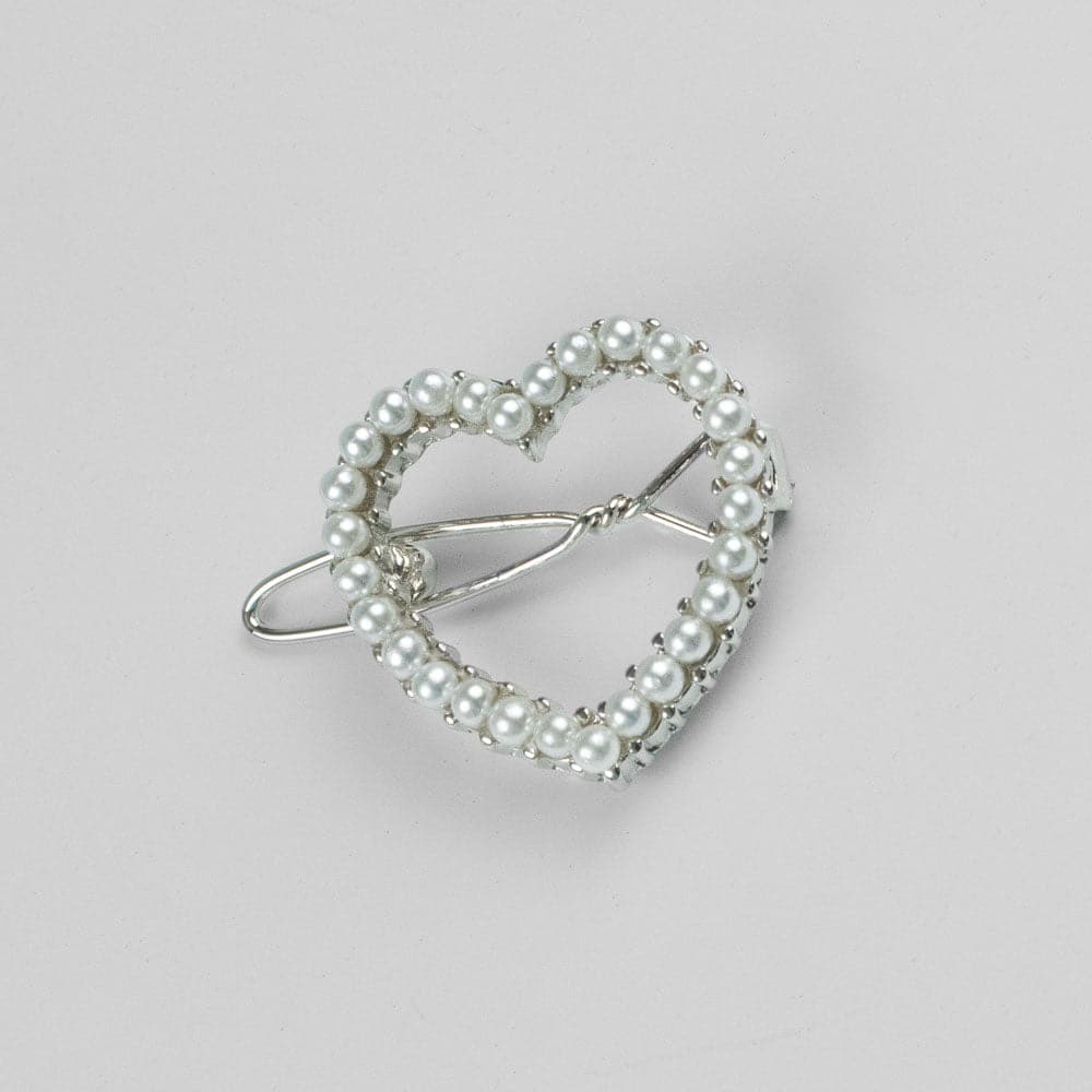 Mini Crystal Heart Hair Clip Crystal in Pearl / Silver at Tegen Accessories