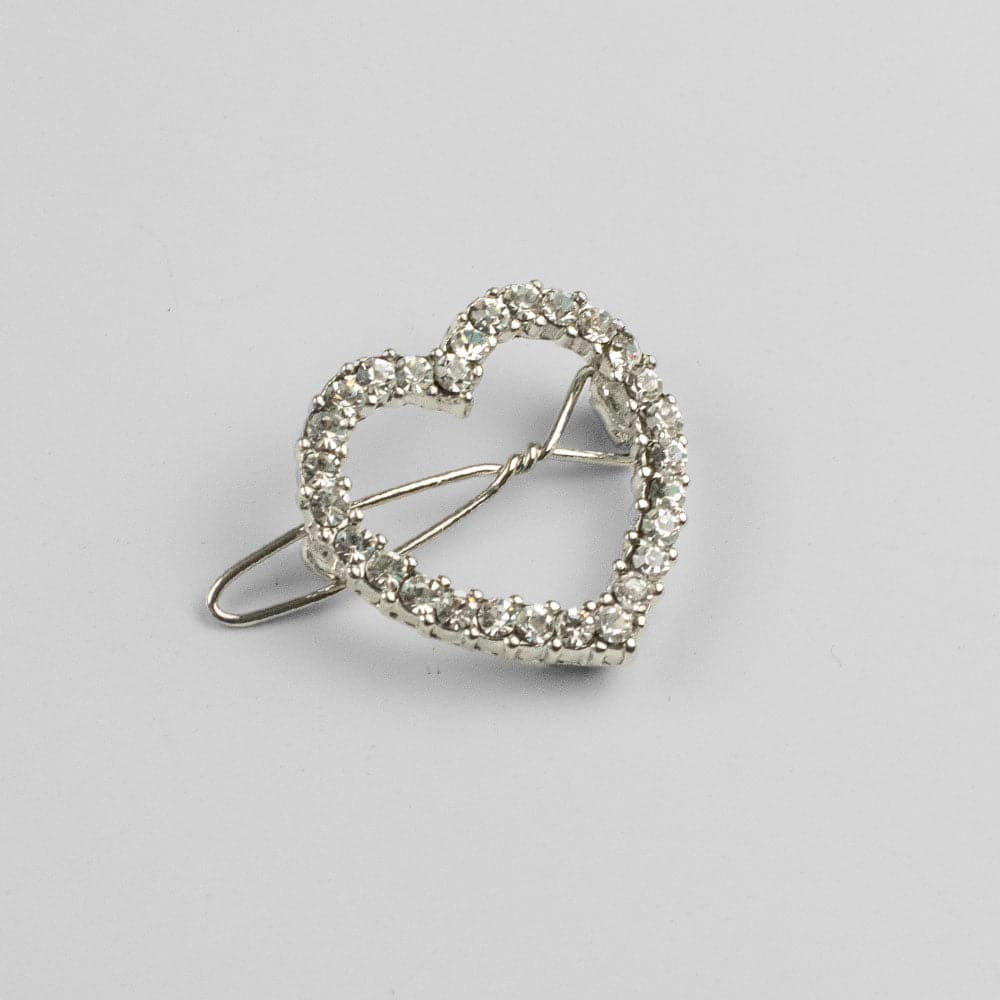 Mini Crystal Heart Hair Clip Crystal in Clear Crystal / Silver at Tegen Accessories