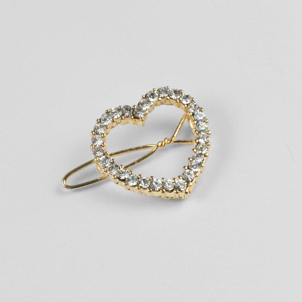 Mini Crystal Heart Hair Clip Crystal in Clear Crystal / Gold at Tegen Accessories
