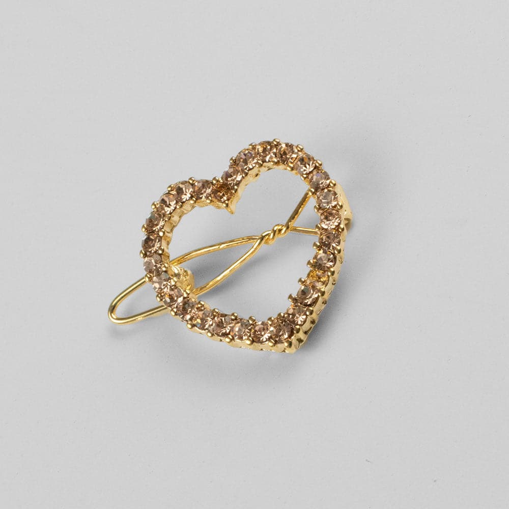 Mini Crystal Heart Hair Clip Crystal in Gold Crystal at Tegen Accessories
